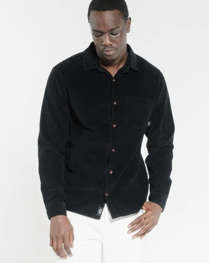 Stranded Cord LS Shirt Black