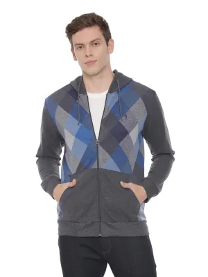 Swiss club Men's Hooded Full Sleeve Dark Grey 100% Cotton Slim Fit Sweat Shirt LAZO - 09 B