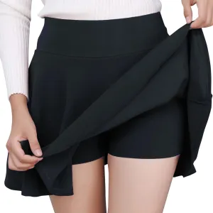 Tennis Skorts for Women Summer Casual Basic Versatile Golf Skort Stretchy Flared Pleated Mini Skater Skirt with Lined