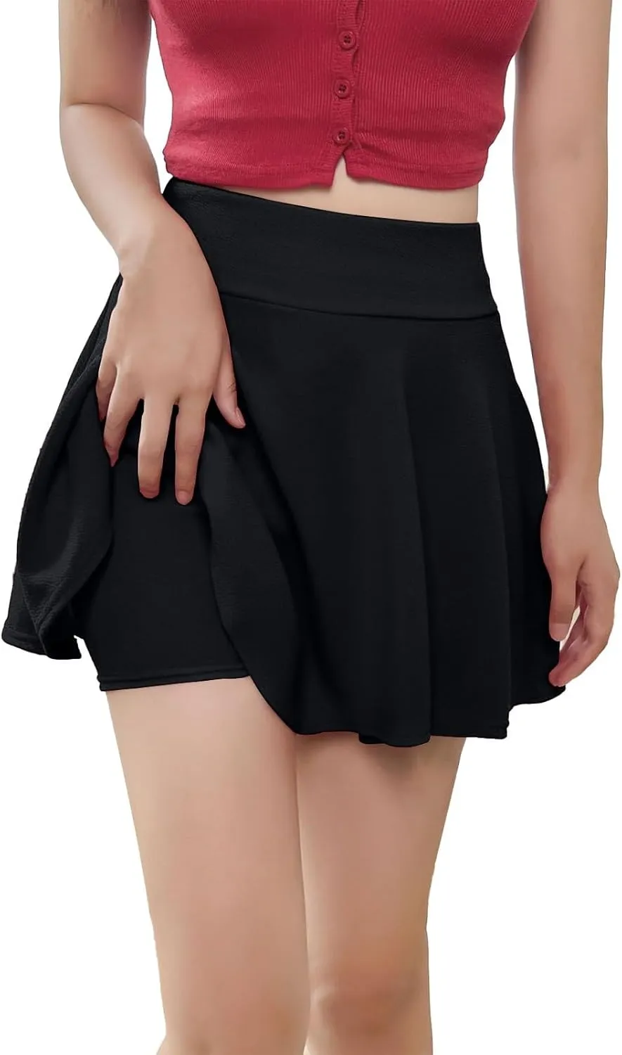 Tennis Skorts for Women Summer Casual Basic Versatile Golf Skort Stretchy Flared Pleated Mini Skater Skirt with Lined