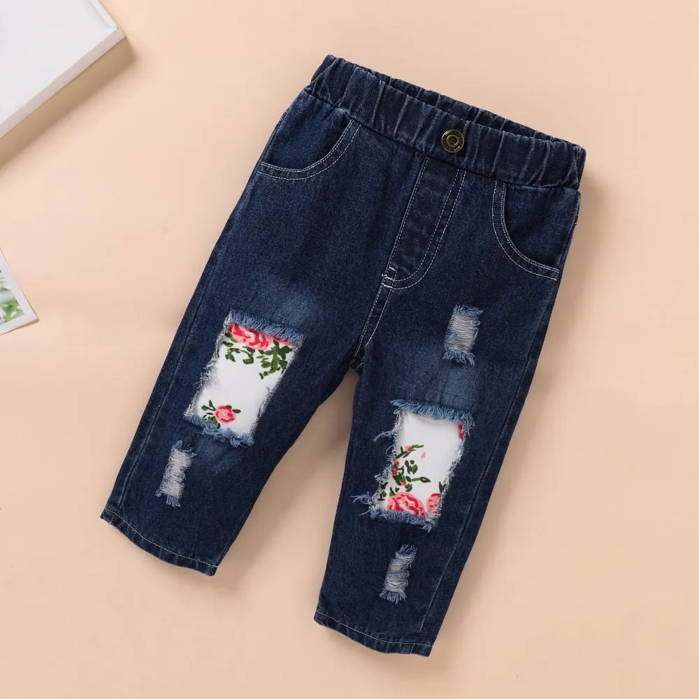 Toddler Girls Flower Printed Long Sleeve Top & Pants Wholesale Girl Clothing