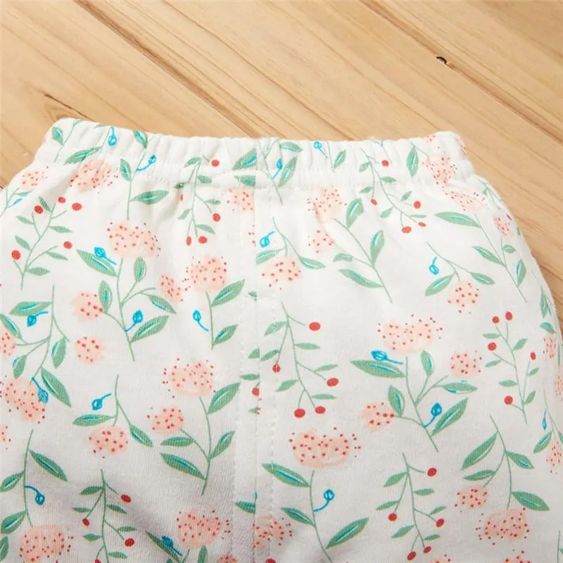Toddler Sika Deer Top and Floral Pants Pajamas Set Wholesale children's clothing