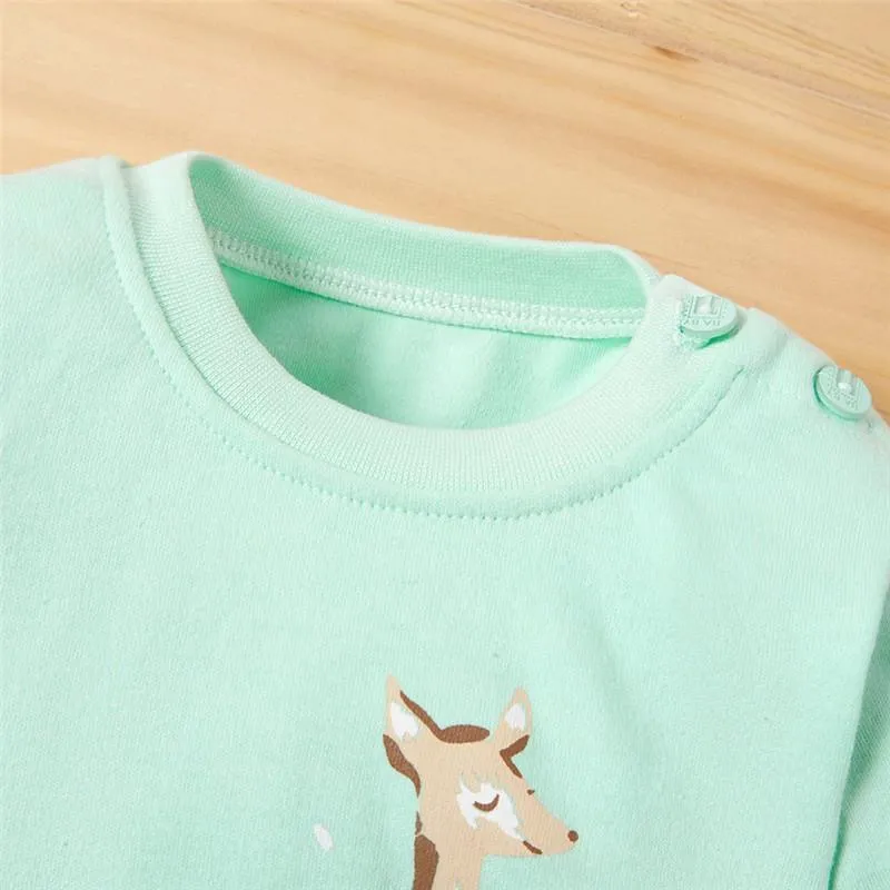 Toddler Sika Deer Top and Floral Pants Pajamas Set Wholesale children's clothing