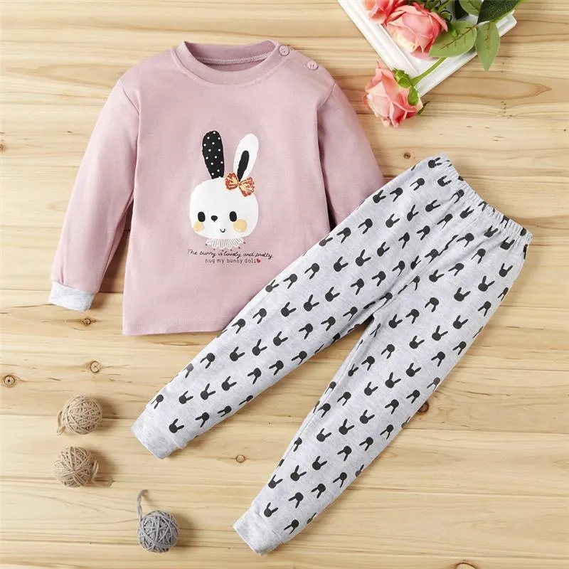 Toddler Sika Deer Top and Floral Pants Pajamas Set Wholesale children's clothing