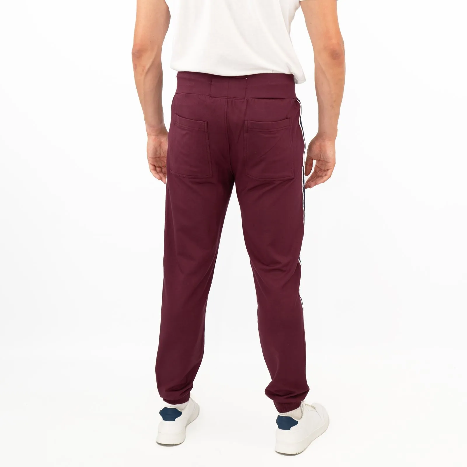 True Religion Mens Burgundy Zip Pockets Joggers Sweatpants