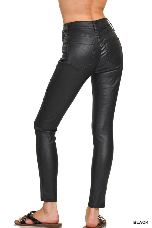 Vivian Pleather Pants in Black