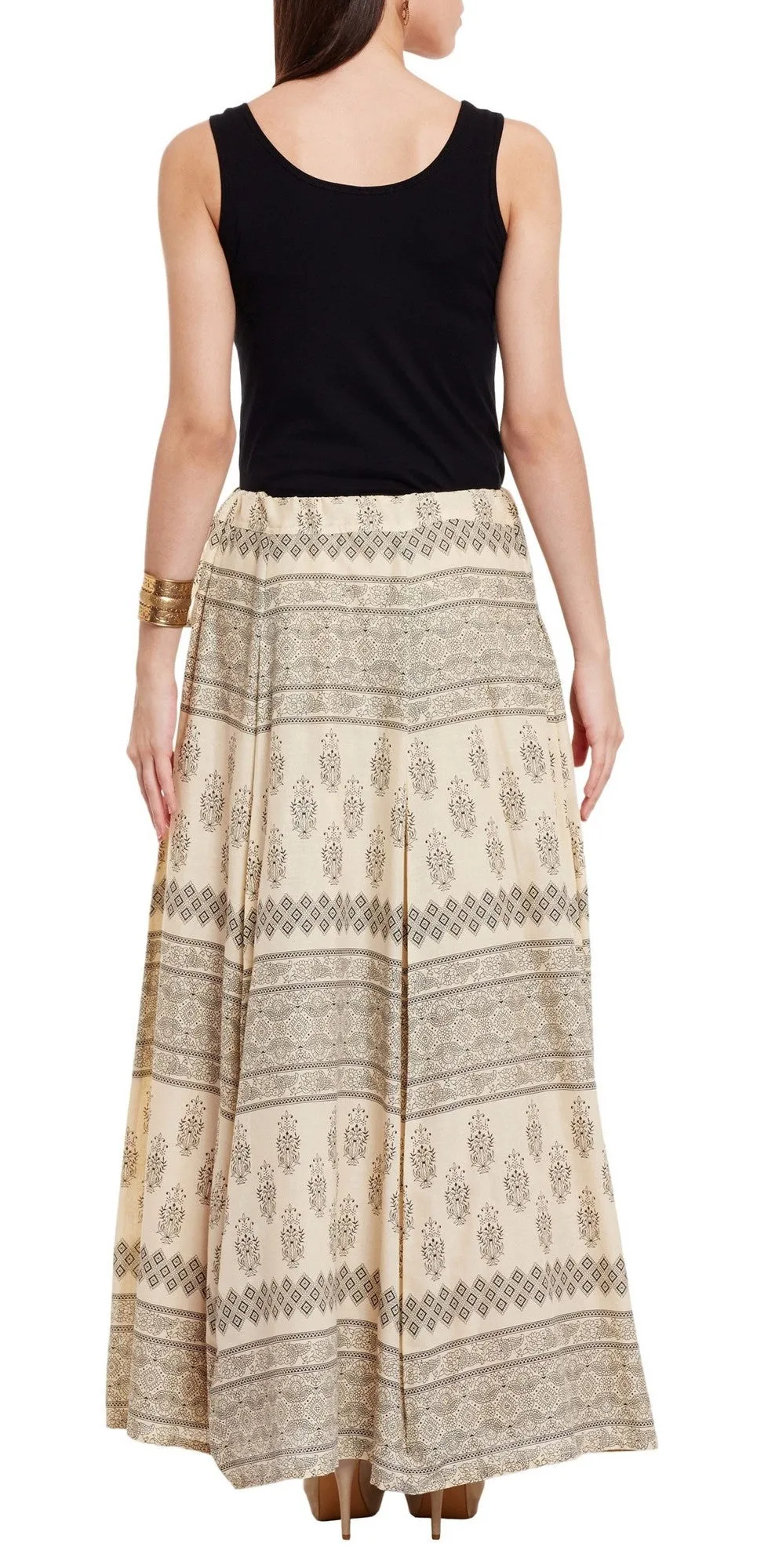 Womens Cotton Printed Skirt Ethnic And Tribal Motifs ,2XL,Black