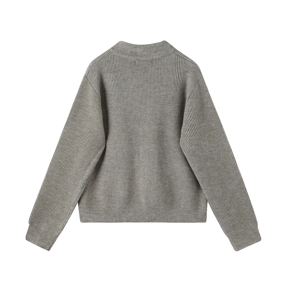 Women's Simple Solid Color Striped Knit Cardigan
