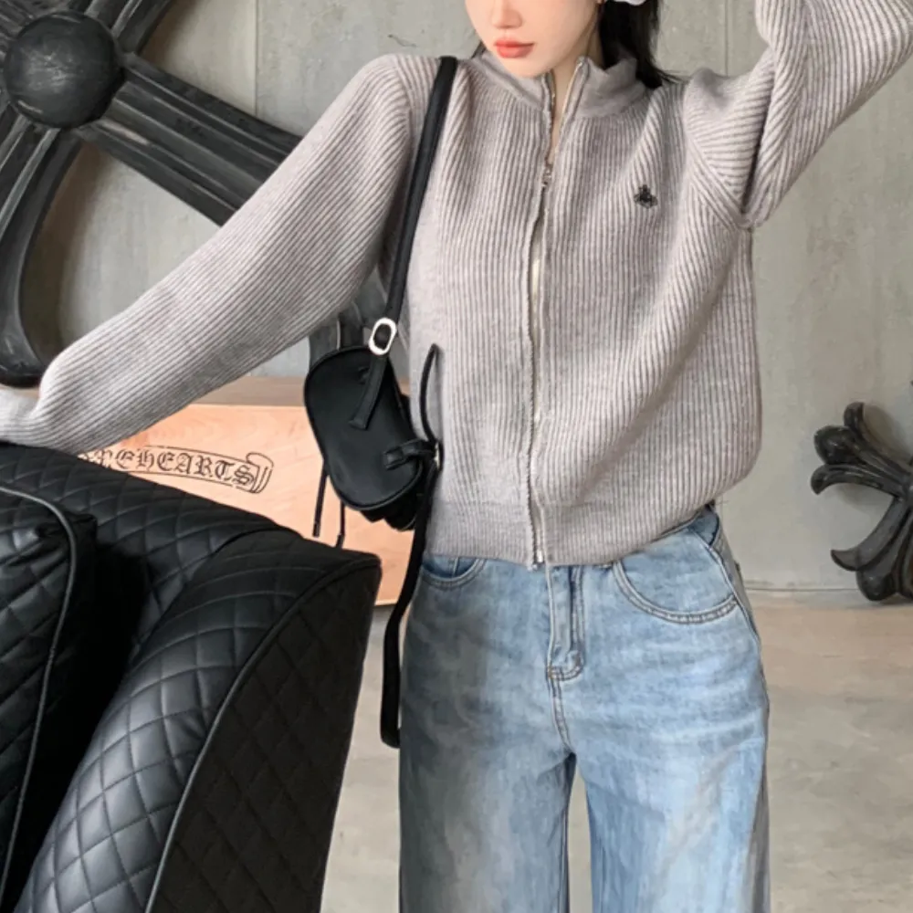 Women's Simple Solid Color Striped Knit Cardigan