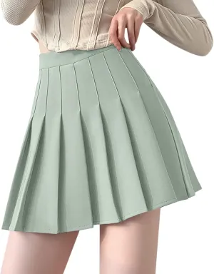 Women's Skirt High Waist Self Belted Skirts Tennis Shorts Sports Preppy Short Skirt Ruffle Solid Spring Dresses