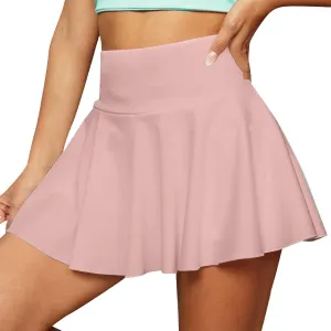 Women's Tennis Skirt High Waisted Pleated Skorts Stretchy Athletic Running Yoga Gym Skirts with Built-in Shorts