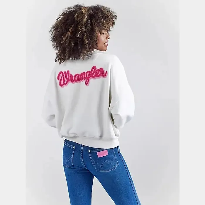 Wrangler Barbie Women's Relaxed Logo Sweatshirt In Worn White
