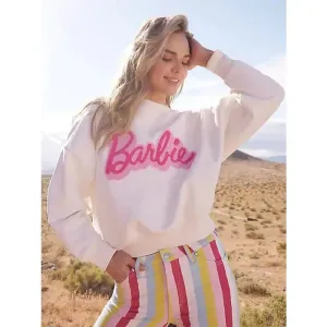 Wrangler Barbie Women's Relaxed Logo Sweatshirt In Worn White