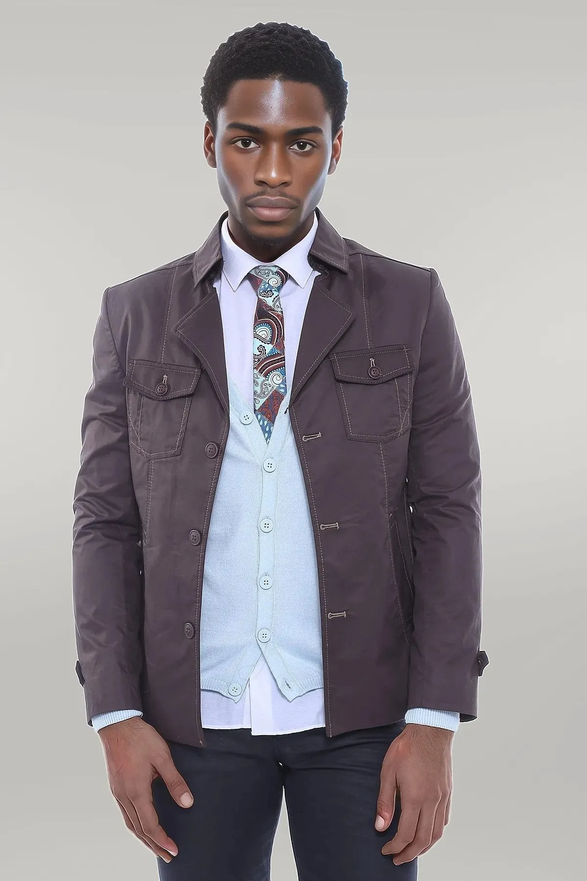 WSS 4 Buttons Brown Coat  - Singen