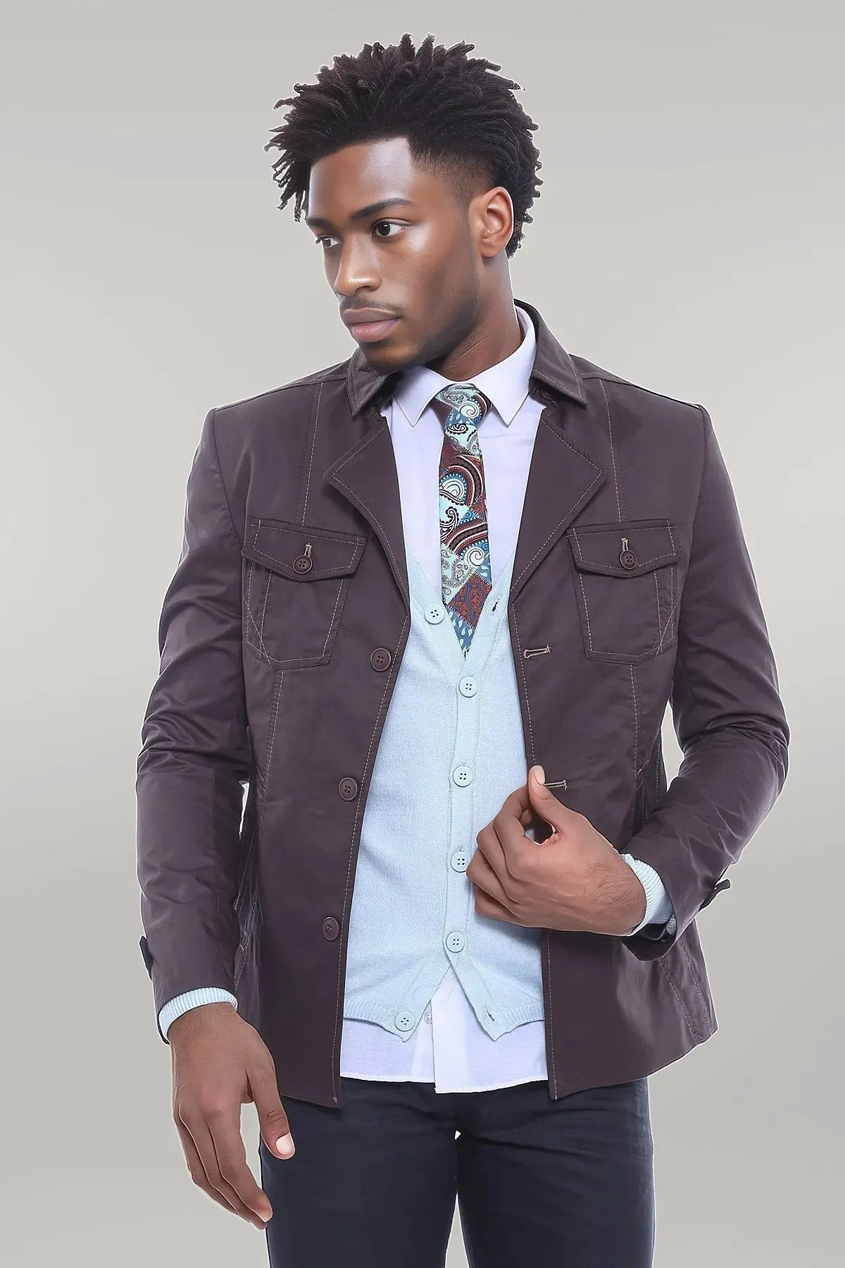 WSS 4 Buttons Brown Coat  - Singen