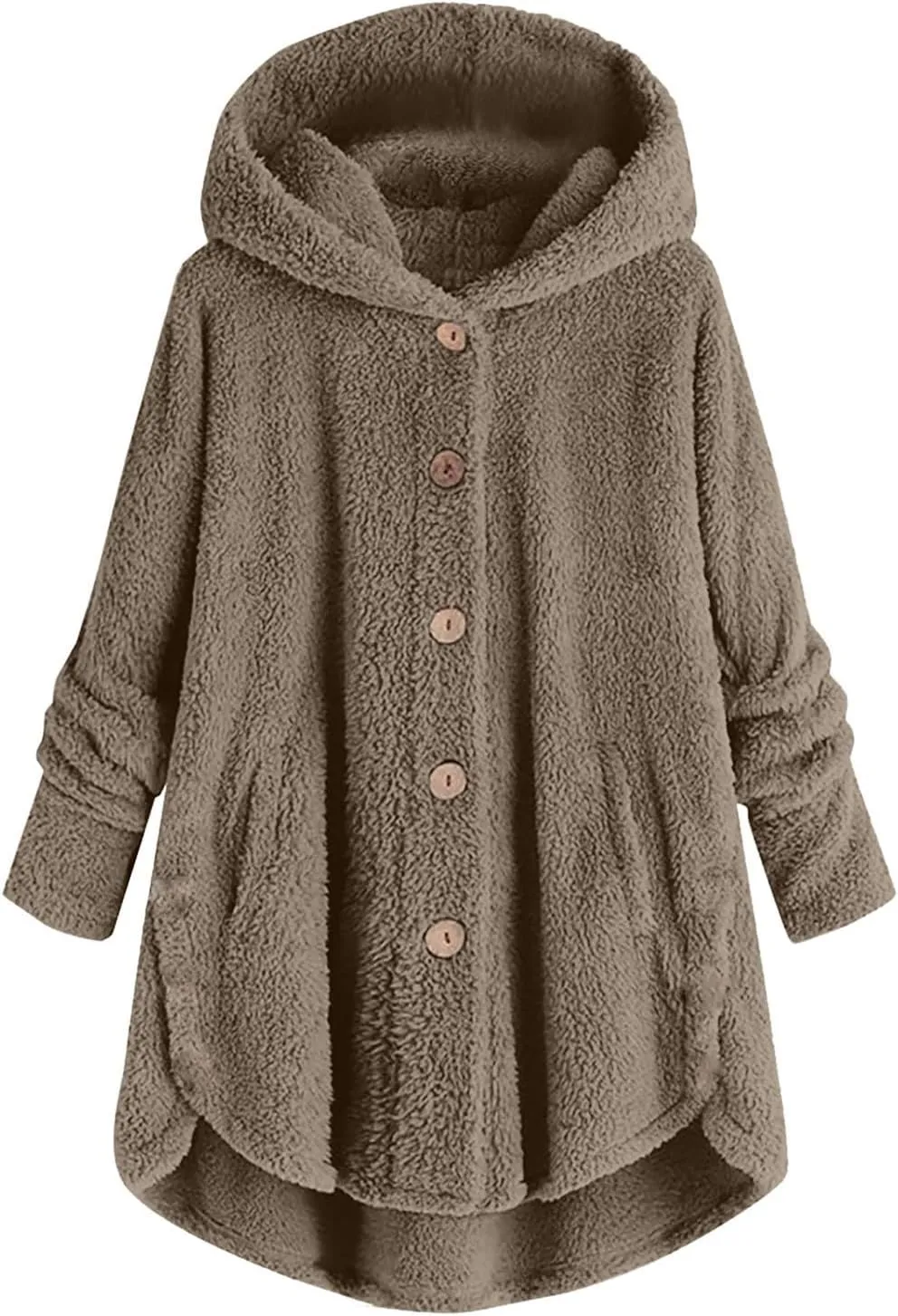 YRAETENM Womens Fuzzy Fleece Sherpa Hoodies Oversized Warm Winter Coats Soft Button down Long Jackets Cardigan with Pockets
